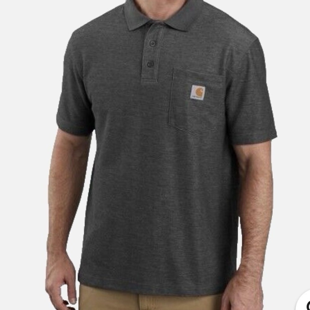 Carhartt Loose Fit Heathered Gray Workwear Single Pocket Polo Shirt Men's XL